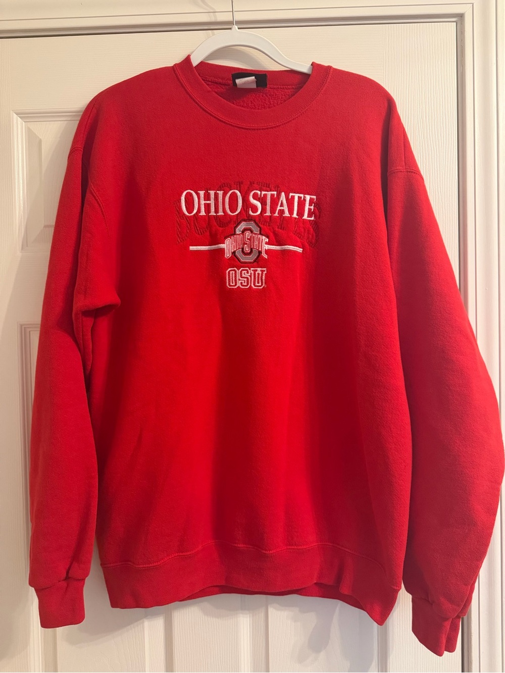 Ohio State Buckeyes Sweatshirt  L Crewneck Boxy Vintage 90s OSU Embroidered